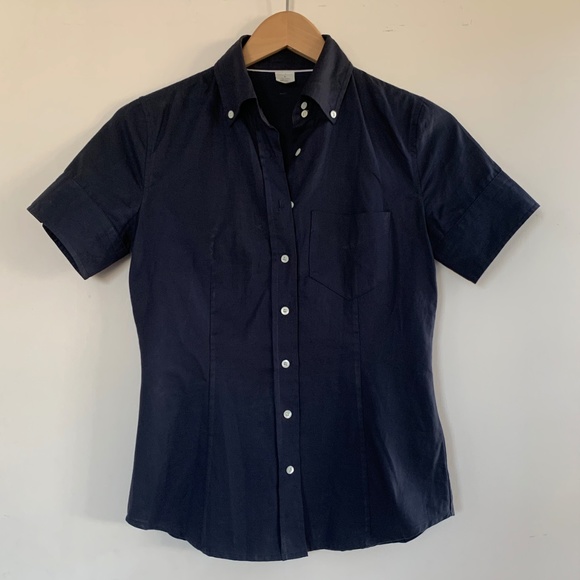 J. Crew French Oxford navy blue button down Size 0 - Picture 1 of 2